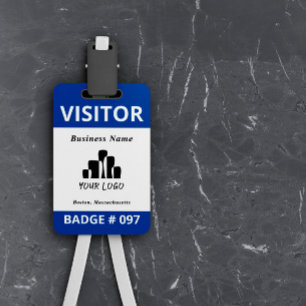 Sauberes blau-weißes Besucher-Logo Vorlagen-Abzeic Ausweis