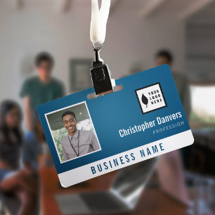 Sauberes Blau Weißes Logo Büroangestellter Ausweis