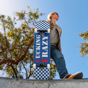 Sauberes blau-weißes Schachbrett Skateboard