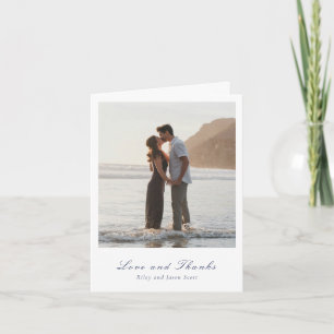 Sauberes, blaues Elegant Hochzeit Dankeskarte