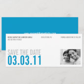 Sauberes blaues Foto Save the Date (Vorne/Hinten)