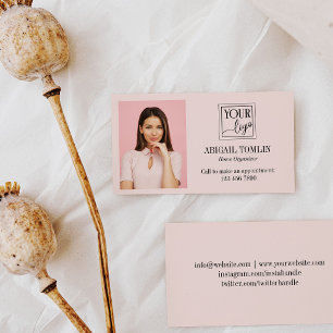 Sauberes Blush-Pink-Logo & persönliches Foto Visitenkarte