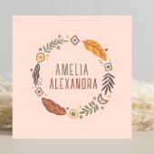 Sauberes Boho Abstrakt Weibchen Weiß Rosa und Grün Quadratische Visitenkarte