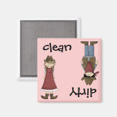 Sauberes Cowgirl oder Dirty Cowboy Geschirrspülmas Magnet (Vorderseite/Rückseite)