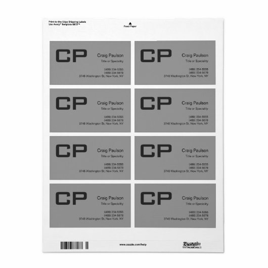 Sauberes, einfaches Grau Monogramm Modernes Geschä (Vorne)