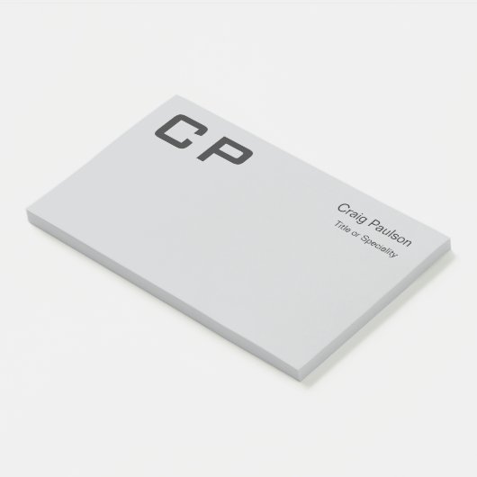 Sauberes, einfaches Grau Monogramm Modernes Geschä Post-it Klebezettel (angewinkelt)