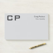 Sauberes, einfaches Grau Monogramm Modernes Geschä Post-it Klebezettel (Auf Schreibtisch)