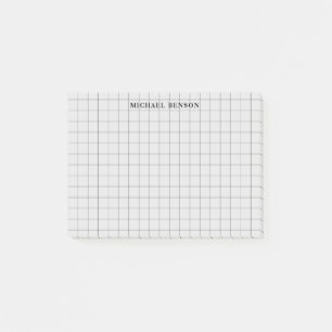 Sauberes einfaches Schwarz Grau Moderne Gitterlini Post-it Klebezettel