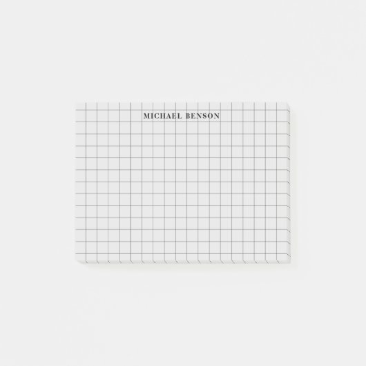 Sauberes einfaches Schwarz Grau Moderne Gitterlini Post-it Klebezettel (Vorderseite)