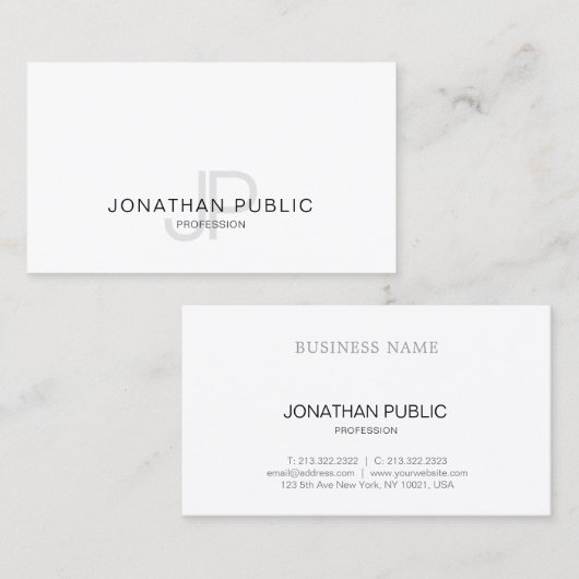 Sauberes elegantes Monogram Trendy Modern Visitenkarte (Vorne/Hinten)