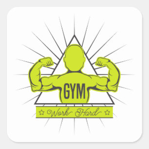 Sauberes Fitnessstudio / Fitness   Jetzt schwitzen Quadratischer Aufkleber