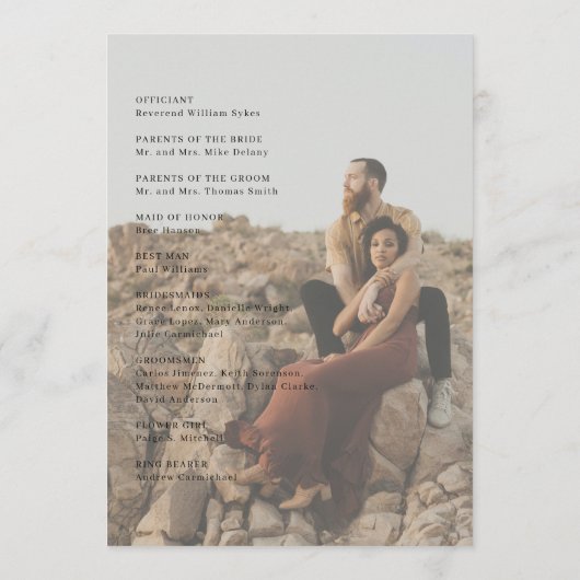 Sauberes Foto Moderne Hochzeit Programm (Rückseite)