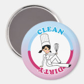 Sauberes Geschirrspüler Magnet mit Illustration (Vorderseite/Rückseite)