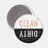 Sauberes Geschirrspüler Rosa Schwarzer Marmor Rund Magnet (Vorderseite/Rückseite)