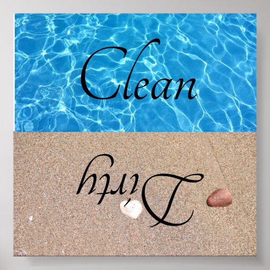 Sauberes Geschirrspüler Strand Wasser Poster (Vorne)