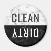 Sauberes Geschirrspüler Weiß, schwarzer Marmor run Magnet (Vorne)