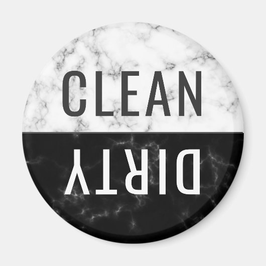 Sauberes Geschirrspüler Weiß, schwarzer Marmor run Magnet (Vorne)