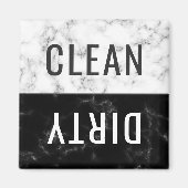 Sauberes Geschirrspüler, weißes schwarzes Marmor Magnet (Vorne)