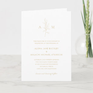 Sauberes Gold Botanisches Foto Elegante Hochzeit Einladung