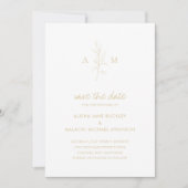 Sauberes Gold Botanisches Foto Elegante Hochzeit Save The Date (Vorderseite)
