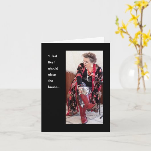 Sauberes Haus?oder im Garten spielen? Karte (Gelbe Blume)