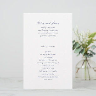Sauberes Marineblau Elegantes Hochzeitsprogramm