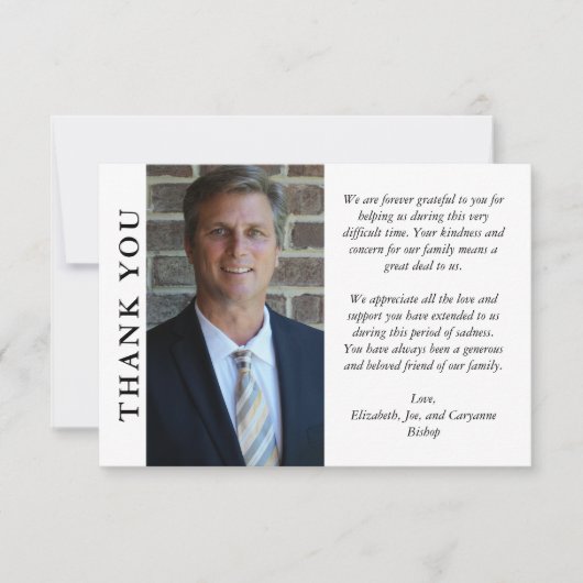 Sauberes Minimalistisches Foto Beerdigung Beileid Dankeskarte (Vorderseite)