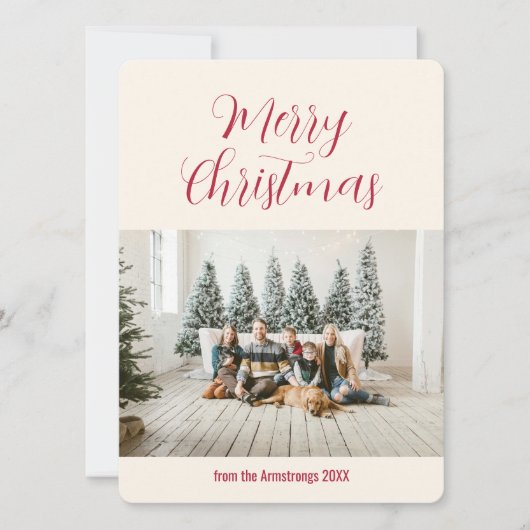 Sauberes Minimalistisches Script Foto Weihnachten (Vorderseite)