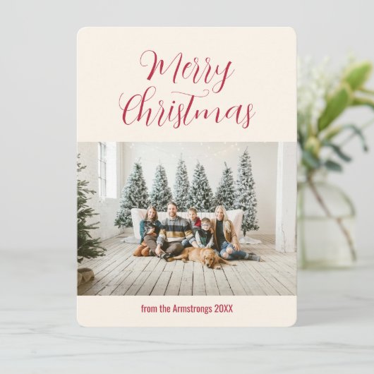 Sauberes Minimalistisches Script Foto Weihnachten (Stehend Vorderseite)