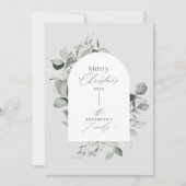 Sauberes, modernes botanisches Grau Feiertagskarte (Vorderseite)