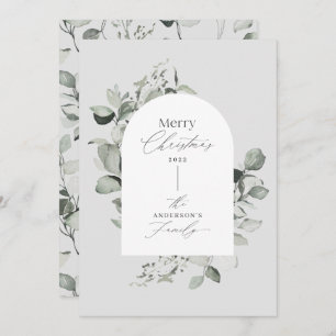 Sauberes, modernes botanisches Grau Feiertagskarte