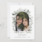 Sauberes, modernes botanisches graues Foto Feiertagskarte (Vorderseite)