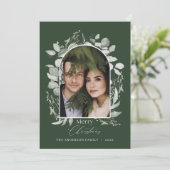 Sauberes, modernes botanisches graues Foto Feiertagskarte (Stehend Vorderseite)