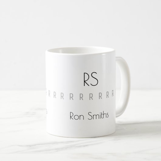 sauberes Monogramm (Name + Initiale) Kaffeetasse (VorderseiteRechts)