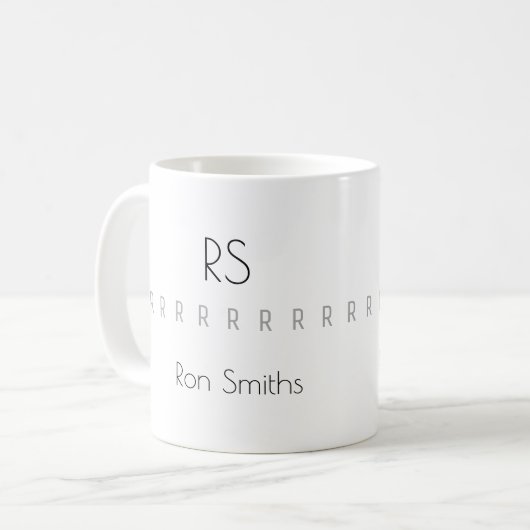 sauberes Monogramm (Name + Initiale) Kaffeetasse (Vorderseite Links)