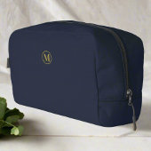 Sauberes Navy Blue Gold Monogram Zubehör Waschbeutel