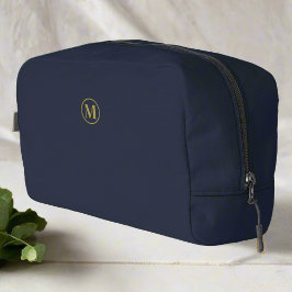 Sauberes Navy Blue Gold Monogram Zubehör Waschbeutel