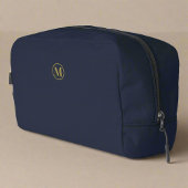 Sauberes Navy Blue Gold Monogram Zubehör Waschbeutel
