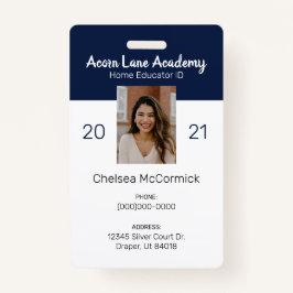 Sauberes Navy-Homeschool-Lehrer-Abzeichen Ausweis