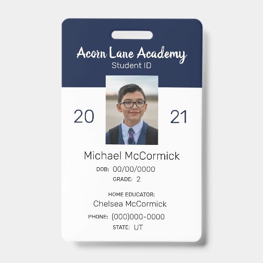 Sauberes Navy-Homeschool-Student-Abzeichen Ausweis (Vorderseite)