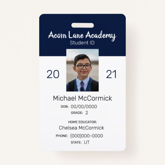 Sauberes Navy-Homeschool-Student-Abzeichen Ausweis (Vorderseite)
