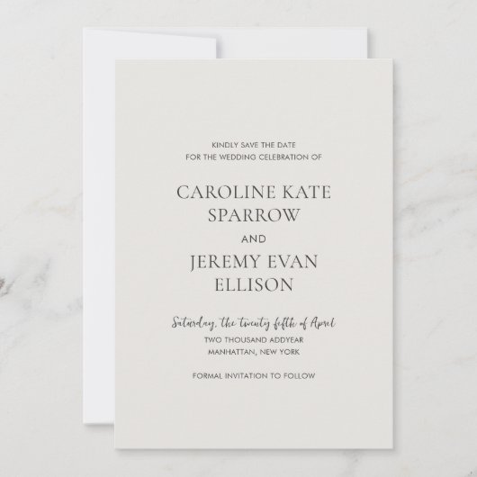 Sauberes neutrales QR-Foto Elegante Hochzeit Save The Date (Vorderseite)