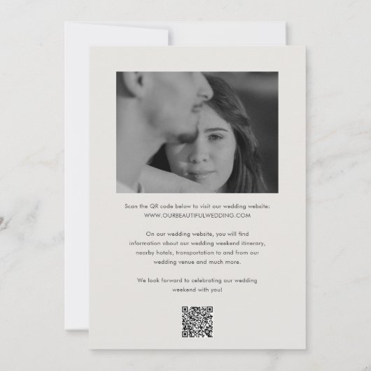 Sauberes neutrales QR-Foto Elegante Hochzeit Save The Date (Rückseite)