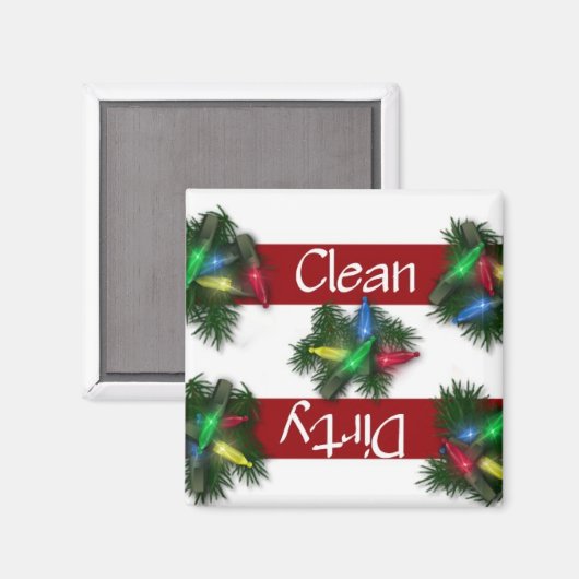 Sauberes oder schmutziges Weihnachtslicht Geschirr Magnet (Vorderseite/Rückseite)
