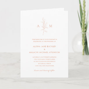 Sauberes peach Botanical Foto Elegante Hochzeit Einladung
