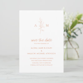 Sauberes peach Botanical Foto Elegante Hochzeit Save The Date