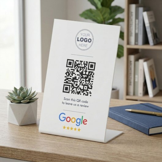 Sauberes Professionelles Google Bewertungs-QR-Code Sockelschild