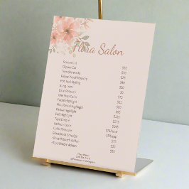 Sauberes Rosa Wasserfarben Blume Salon Service Sockelschild