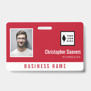 Sauberes rotes Fügen Sie Ihr Logo Office-Mitarbeit Ausweis