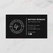 Sauberes Schwarz Elegant Modernes Beruflich Visitenkarte (Rückseite)
